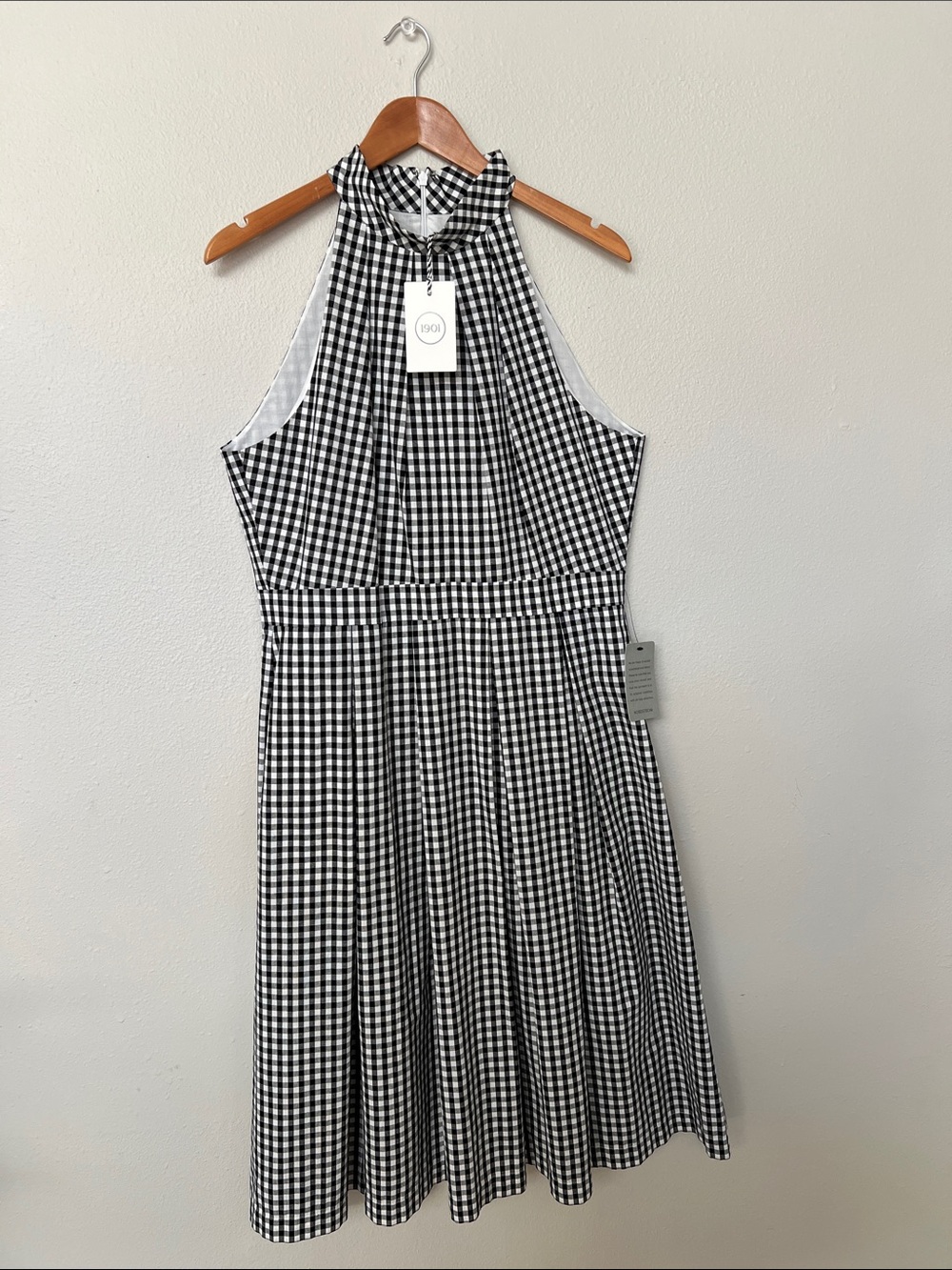 1901 Black and White Gingham Halter Dress